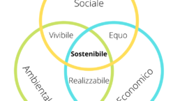 rappresentazioni delle tre dimensioni della sostenibilità: ambientale, economica e sociale