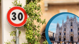 Segnaletica stradale e affaccio su piazza Duomo Milano