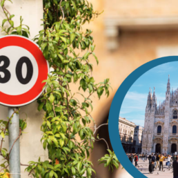 Segnaletica stradale e affaccio su piazza Duomo Milano